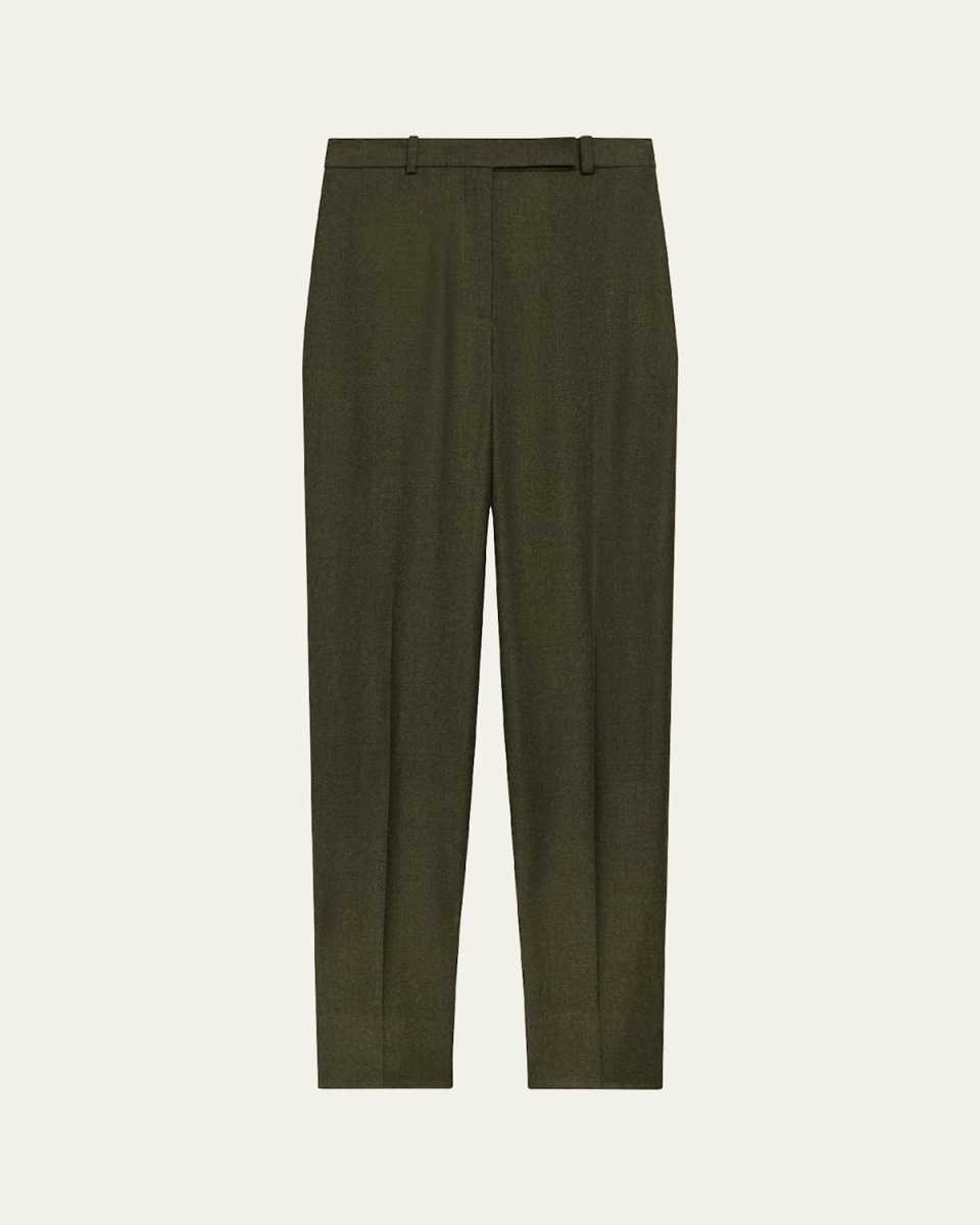 High-Waist Virgin Wool Tapered Ankle Pants